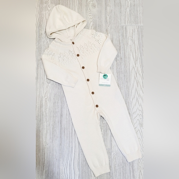 Carter's Other - NWT Little Planet Carters Baby Coverall Sz 24 Mo Ivory Organic Pointelle Knit